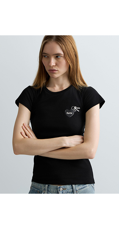 コットンジャージーハートプリントTシャツ 詳細画像